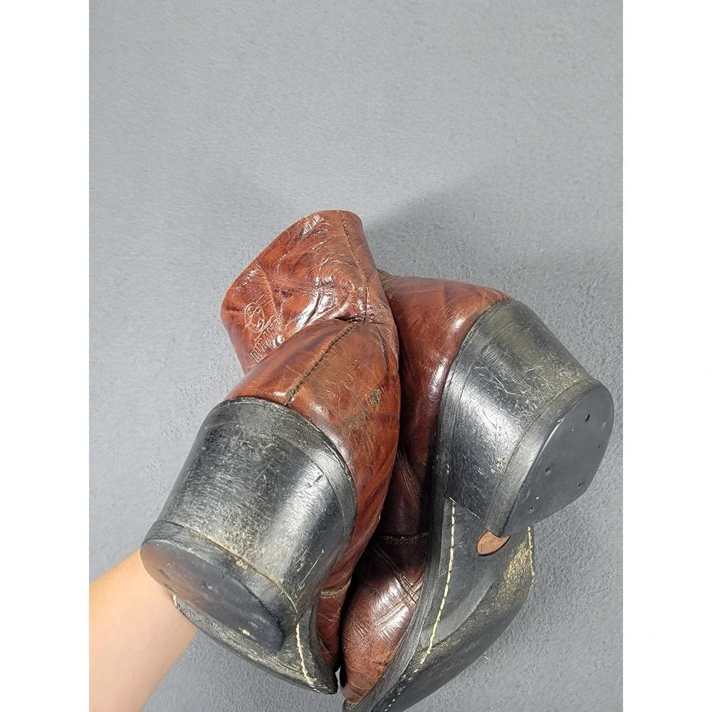 Durango Boots Womens 7.5‎ Brown Leather Heel Western Ankle Side Zip Stitched